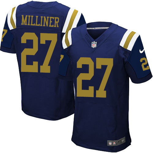 Men's Elite Dee Milliner Nike Jersey Navy Blue Alternate - #27 NFL New York Jets